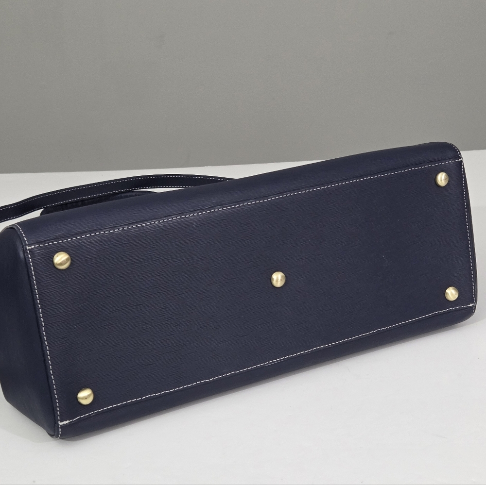 JEMMA EMMA 37 WORK BAG LAPTOP SATCHEL BUSINESS TOTE IN BLUE TEXTURED LEATHER - Picture 8 of 10